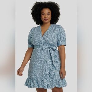 DRAPER JAMES Reba Wrap Dress in Whispy Floral Plus Size 24